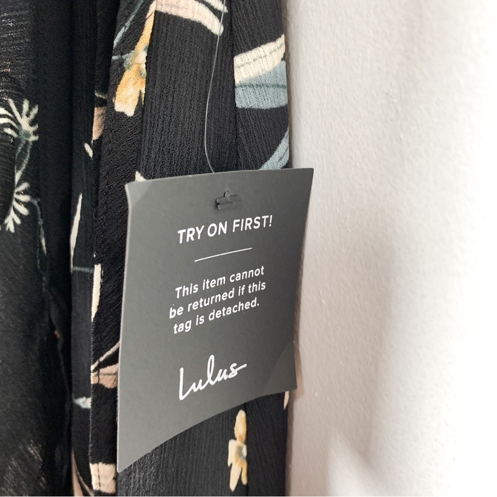 NWT Lulu’s Wild Winds Black Floral Print High Low Midi Wrap Dress Sz S - Picture 14 of 15